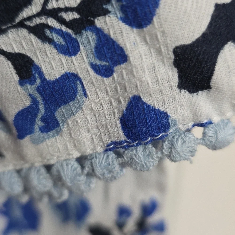 NWT VTG National Womens Nightgown Loungewear White/Blue Floral Smocked Sz 1X - Picture 8 of 13